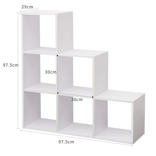 Etagère Bibliothèque Blanc Bois 6 Niveaux Salon 97,5x97,5x29 Cm