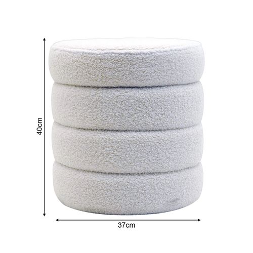 Pouf Avec Rangement Uxi 40x37x37 Tissu Polyester Mdf Blanc Moderne