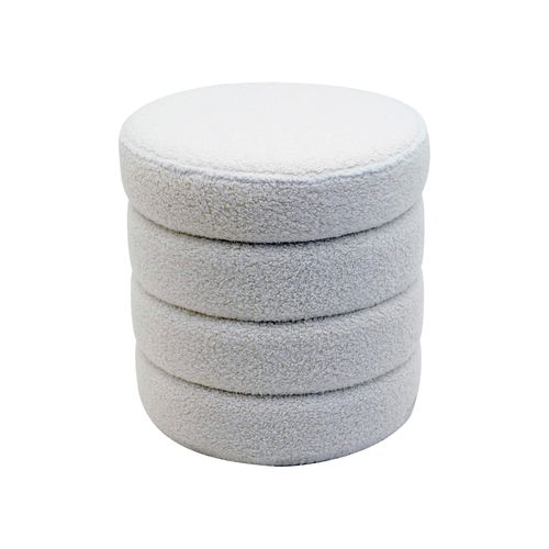 Pouf Avec Rangement Uxi 40x37x37 Tissu Polyester Mdf Blanc Moderne