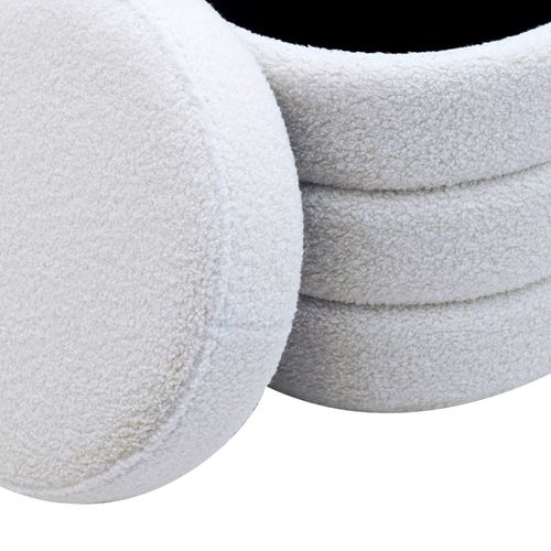 Pouf Avec Rangement Uxi 40x37x37 Tissu Polyester Mdf Blanc Moderne