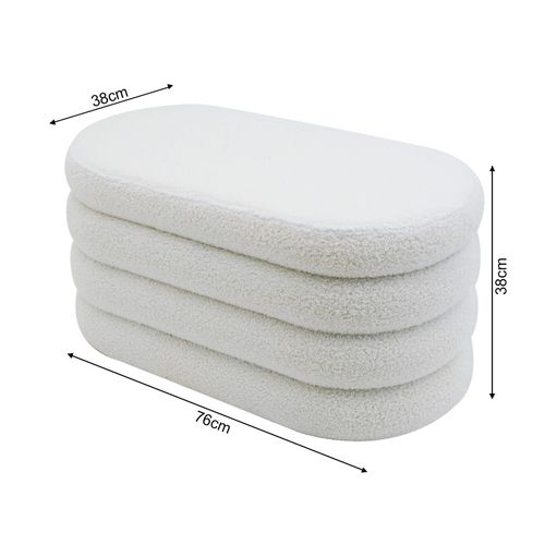 Pouf Avec Rangement Rambeh 38x76x38 Tissu Polyester Mdf Blanc Moderne