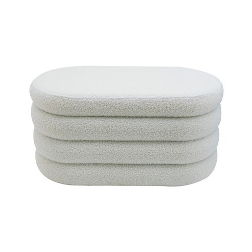 Pouf Avec Rangement Rambeh 38x76x38 Tissu Polyester Mdf Blanc Moderne