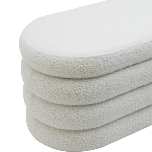 Pouf Avec Rangement Rambeh 38x76x38 Tissu Polyester Mdf Blanc Moderne