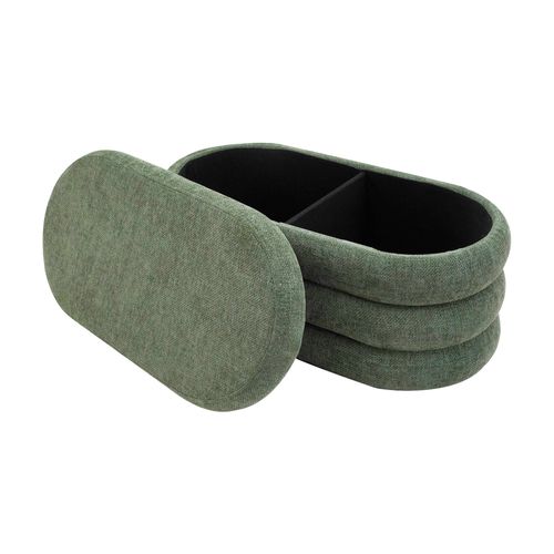 Pouf Avec Rangement Zeytin 38x76x38 Tissu Polyester Mdf Vert Foncé Moderne