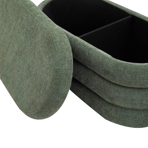 Pouf Avec Rangement Zeytin 38x76x38 Tissu Polyester Mdf Vert Foncé Moderne