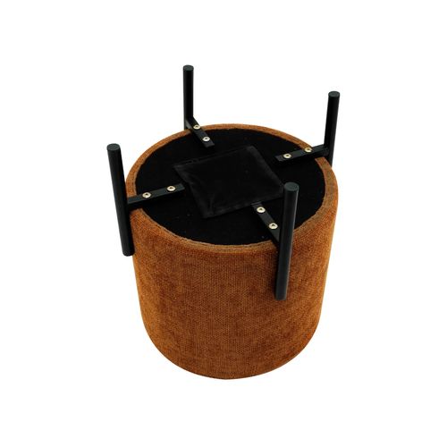 Pouf Semal 43,5x38x38 Tissu Polyester Acier Orange Noir Moderne