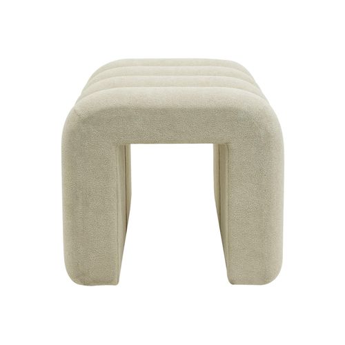 Pouf Nikau 40x38x40 Tissu Polyester Mdf Beige Moderne Ensemble 2 Pièces
