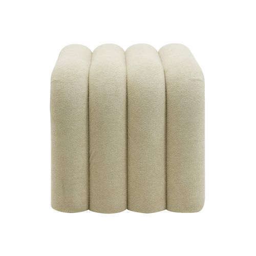 Pouf Nikau 40x38x40 Tissu Polyester Mdf Beige Moderne Ensemble 2 Pièces