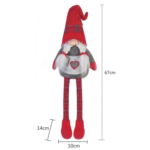 Nain Longues Jambes Elfe Gris Rouge Tissu Idée De Noël 67x10x14