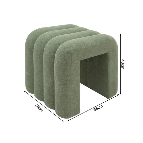 Pouf Bamya 40x38x40 Tissu Polyester Mdf Vert Foncé Moderne Ensemble 2 Pièces