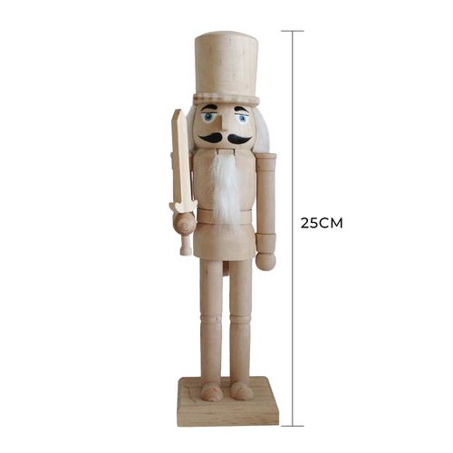 Casse-noisette De Noël Rebecca Mobili Zadie 25x6,5x7,5 Bois Marron Blanc Classique