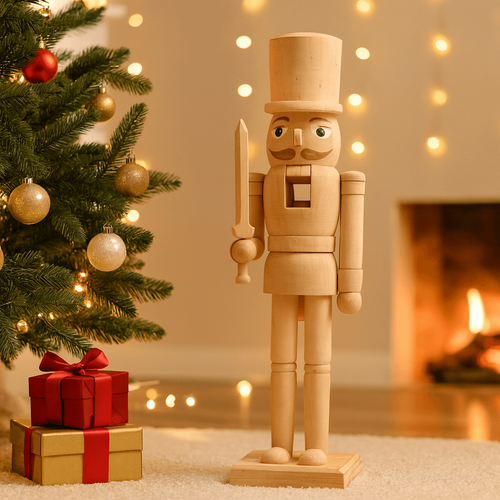 Casse-noisette De Noël Rebecca Mobili Sencha 38x8x10 Bois Marron Blanc Classique