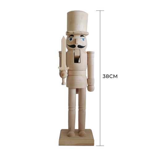 Casse-noisette De Noël Rebecca Mobili Sencha 38x8x10 Bois Marron Blanc Classique