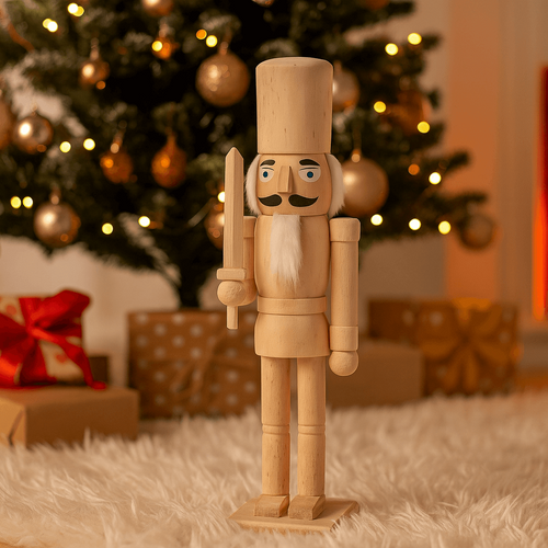 Casse-noisette De Noël Rebecca Mobili Wartel 38x8x10 Bois Marron Blanc Classique