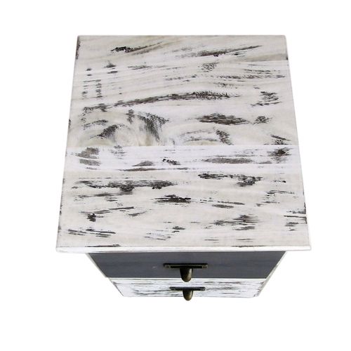 Chiffonier 4 Tiroirs Bois Rétro Blanc Gris Marron 74x28x28