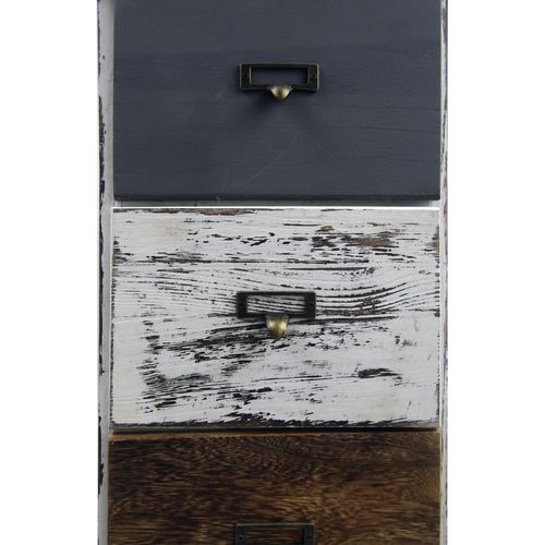 Chiffonier 4 Tiroirs Bois Rétro Blanc Gris Marron 74x28x28