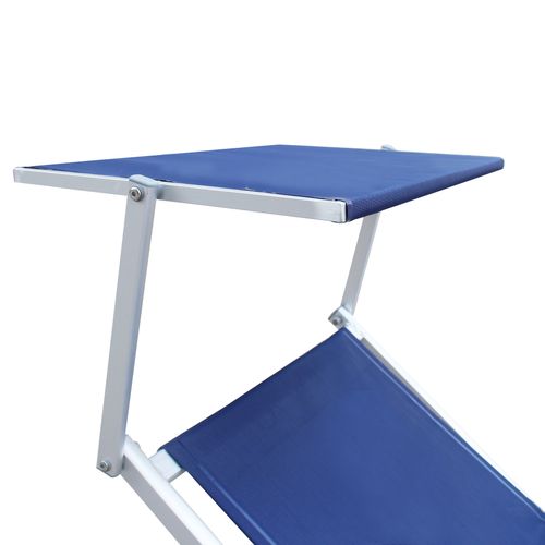 Chaise Longue Bleu Aluminium Textilène Balcon Plage 38x186x61