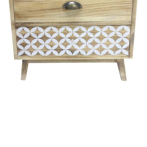 Commode 4 Tiroirs En Bois Clair Shabby Boho Pour La Cuisine L'entrée