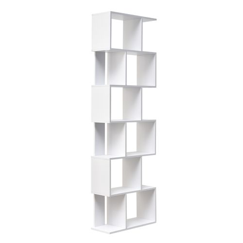 Bibliothèque Blanche Moderne Avec 6 Étagères En Bois Pour Bureau Salon