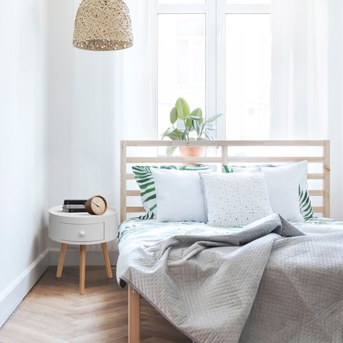 Table De Chevet 1 Tiroir Ronde En Bois Blanc Moderne Pour Chambre à Coucher