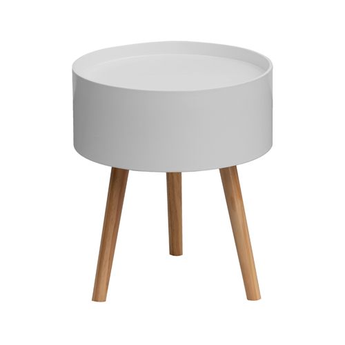 Table De Chevet 1 Tiroir Ronde En Bois Blanc Moderne Pour Chambre à Coucher