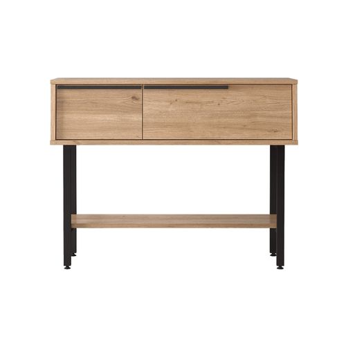 Console D'entrée Hinoki 76x100x29,5 Panneau De Particules Fer Chêne Clair Gris Foncé Moderne
