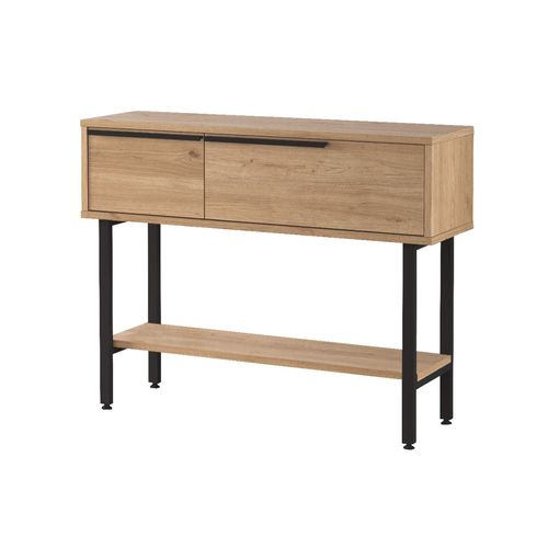 Console D'entrée Hinoki 76x100x29,5 Panneau De Particules Fer Chêne Clair Gris Foncé Moderne