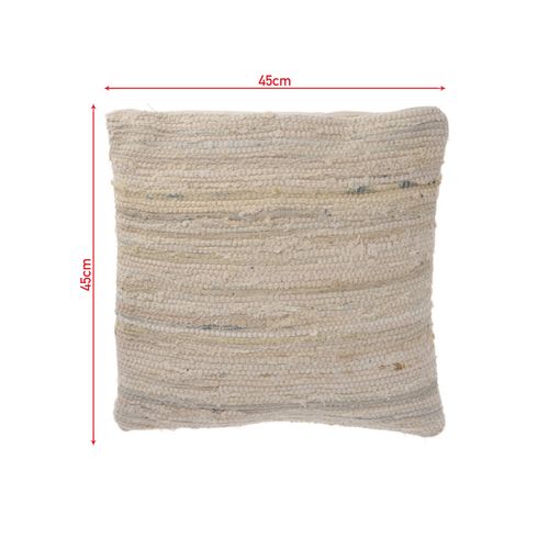 Coussin De Canapé Carré En Coton Denim Beige Déhoussable