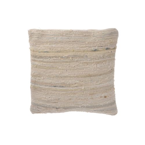 Coussin De Canapé Carré En Coton Denim Beige Déhoussable