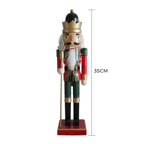 Casse-noisette de Noël Rebecca Mobili Arjuna 35x8x10 Bois Vert Rouge Classique