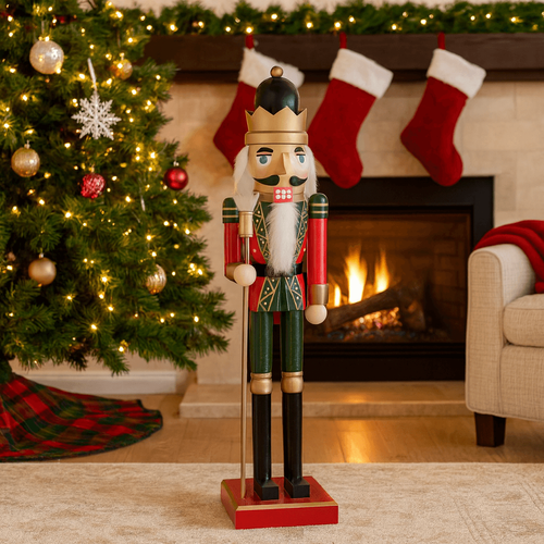 Casse-noisette de Noël Rebecca Mobili Arjuna 35x8x10 Bois Vert Rouge Classique