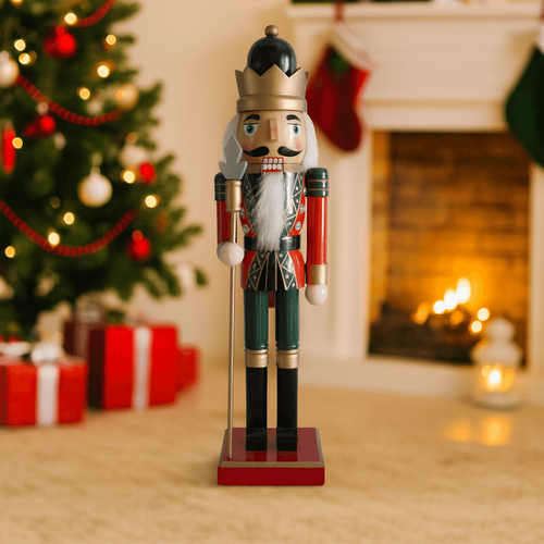 Casse-noisette de Noël Rebecca Mobili Arjuna 35x8x10 Bois Vert Rouge Classique