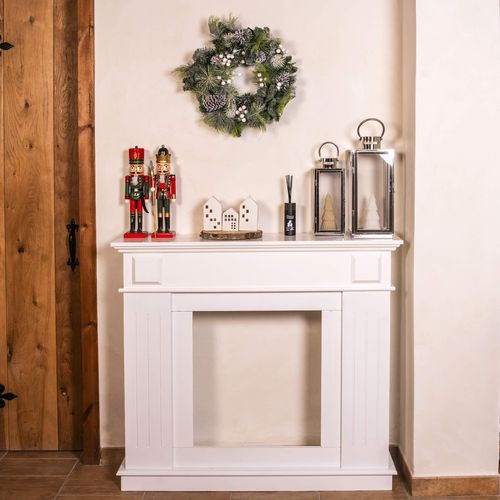 Guirlande De Noël Couronne De Noël En Plastique Vert Blanc