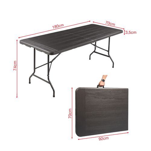 Table D'extérieur Betel 74x180x75 Plastique Acier Gris Foncé Noir Moderne Assemblée