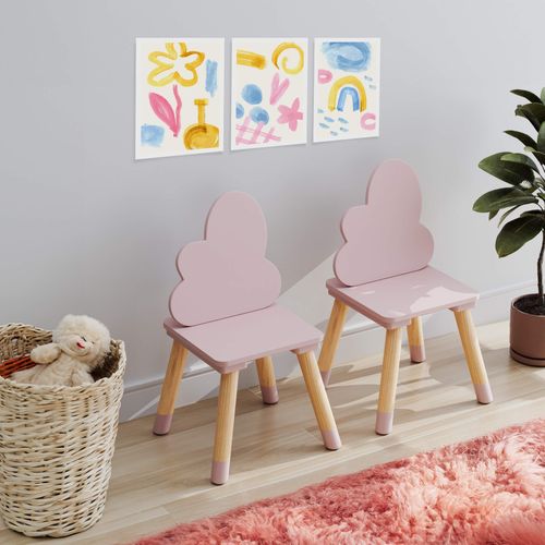 Chaises Pour Enfants Pirasa 50x25x25 Mdf Pin Rose Marron Ensemble 2 Pièces