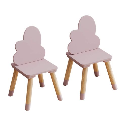 Chaises Pour Enfants Pirasa 50x25x25 Mdf Pin Rose Marron Ensemble 2 Pièces