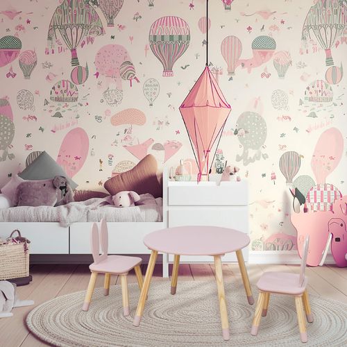 Table Et 2 Chaises Pour Enfants Hely 44x60x60 Mdf Pin Rose Marron Ensemble 3 Pièces