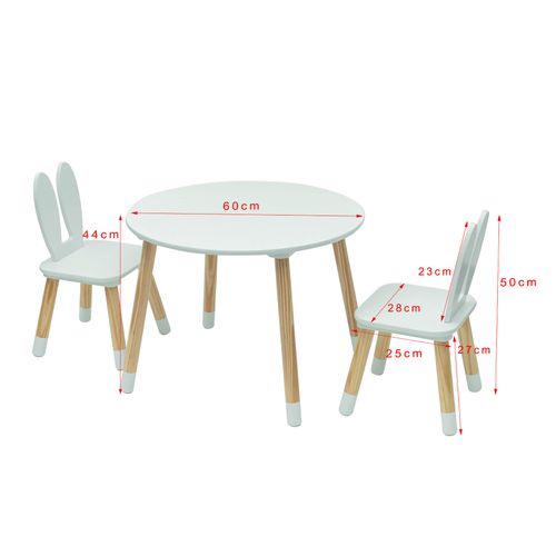 Table Et 2 Chaises Pour Enfants Milicia 44x60x60 Mdf Pin Vert Aqua Marron