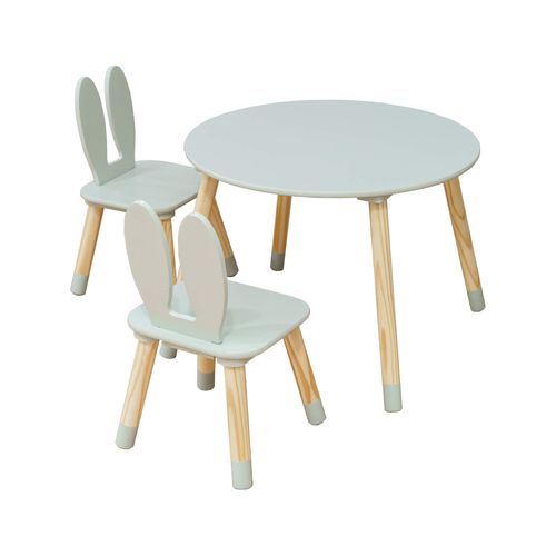 Table Et 2 Chaises Pour Enfants Milicia 44x60x60 Mdf Pin Vert Aqua Marron