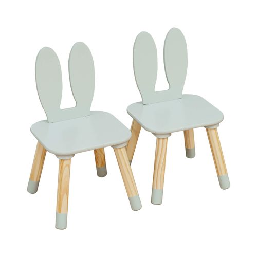 Table Et 2 Chaises Pour Enfants Milicia 44x60x60 Mdf Pin Vert Aqua Marron