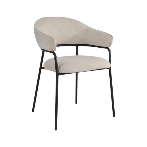 Lot De 2 Chaises Bakla 82,5x57x56,5 Tissu Polyester Acier - Blanc Perle Noir