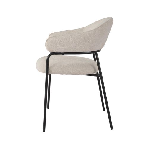 Lot De 2 Chaises Bakla 82,5x57x56,5 Tissu Polyester Acier - Blanc Perle Noir