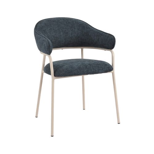 Lot De 2 Chaises Guanabana 82,5x57x56,5 Tissu Polyester Acier - Bleu Pétrole Blanc