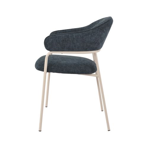 Lot De 2 Chaises Guanabana 82,5x57x56,5 Tissu Polyester Acier - Bleu Pétrole Blanc