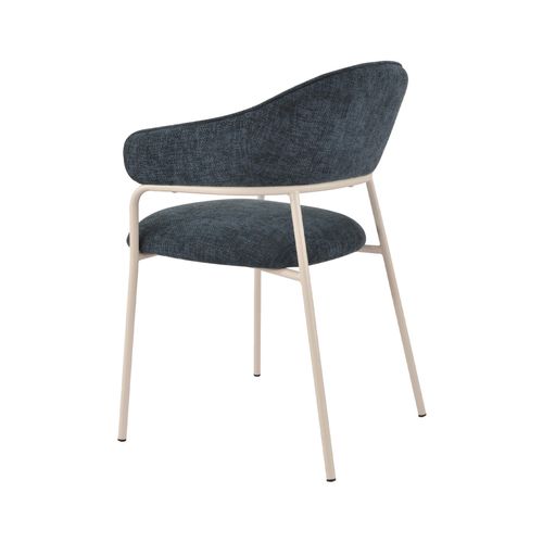 Lot De 2 Chaises Guanabana 82,5x57x56,5 Tissu Polyester Acier - Bleu Pétrole Blanc