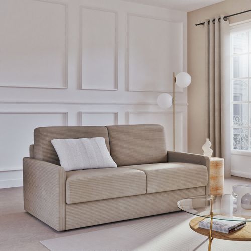 Canapé Convertible 3 Places En Velours Côtelé