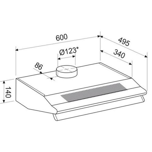 Hotte Visière 60 cm 265m3/h Inox - Ghc631ix