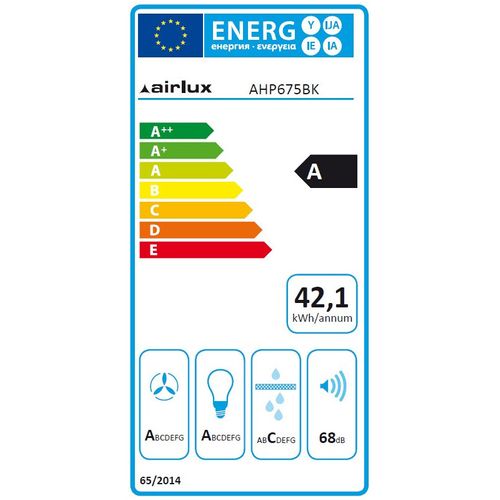 Hotte Décorative Pyramide 729/760m³/h  60 cm Noir - Ahp675bk