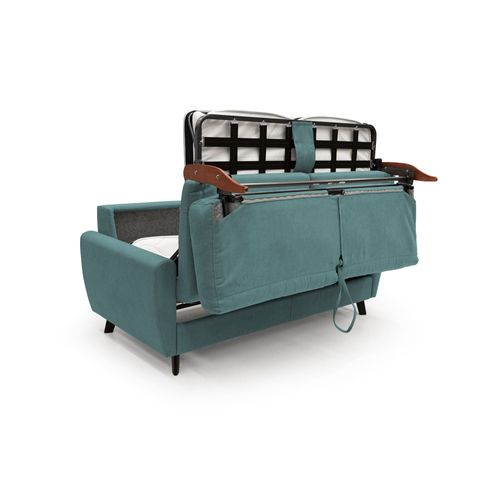 Callisto Canapé Lit Convertible En Tissu Doux Imperméable T02 188 Cm (mat. 140x197) Bleu Canard