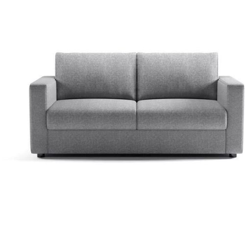 Canapé 3 Places - Delta - Tissu Gris Clair - Convertible Semi-express Matelas 13cm - 190 X 92 X 90